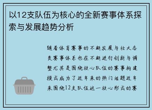以12支队伍为核心的全新赛事体系探索与发展趋势分析